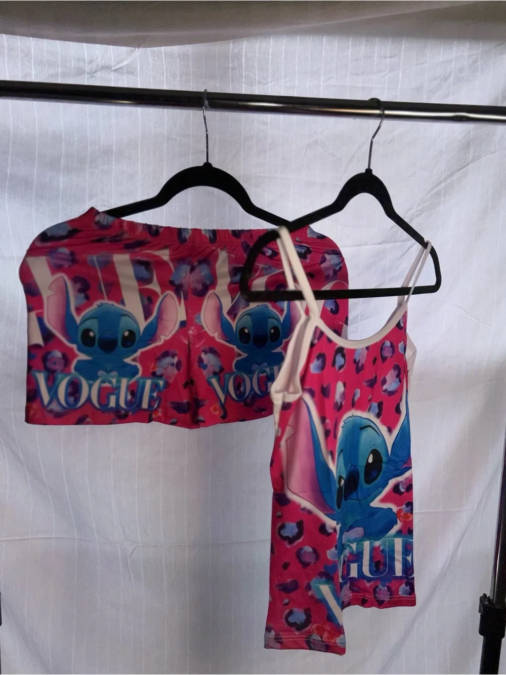 Stitch Graphic Pink Tank & Shorts Set - 